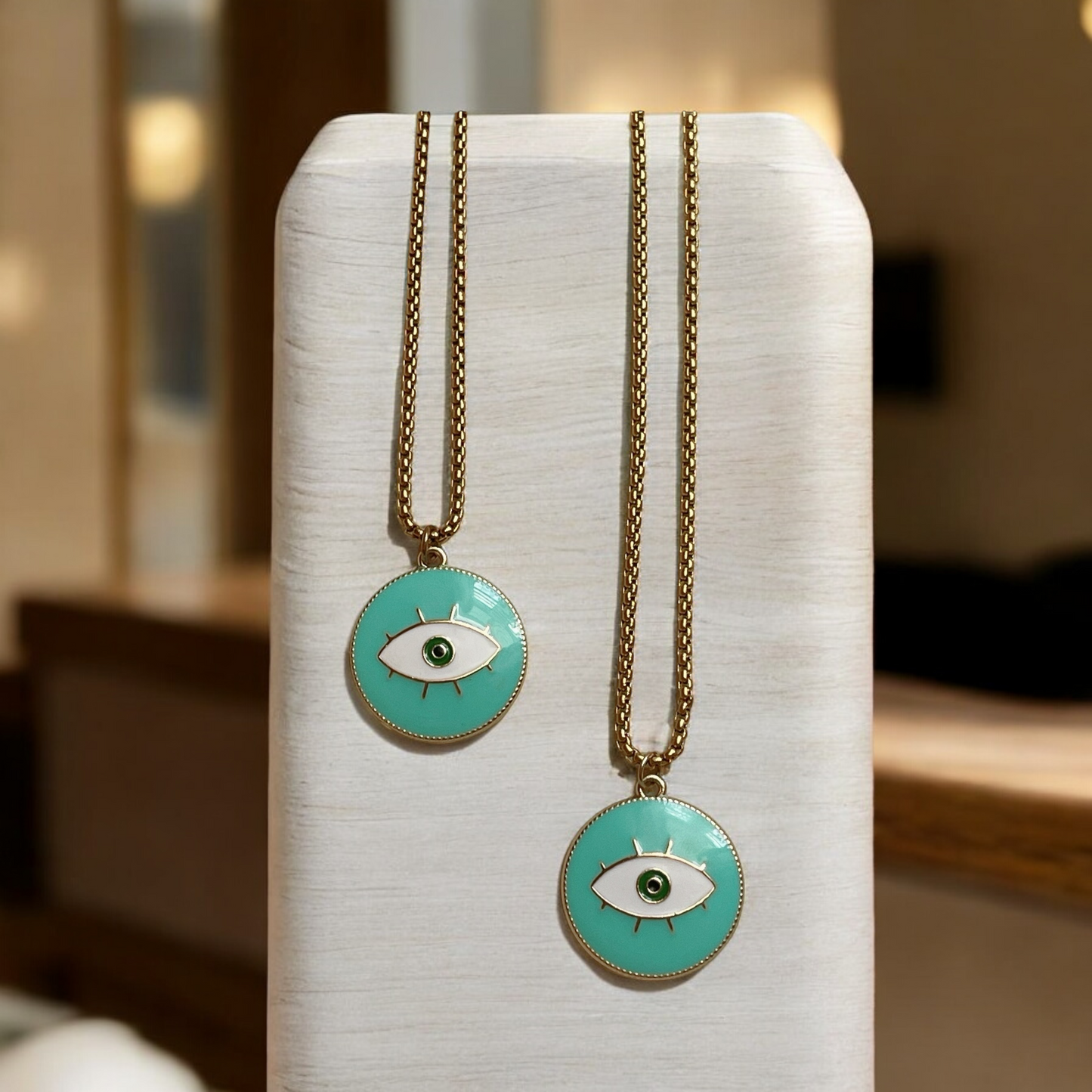 Mint Green Evil Eye Necklace