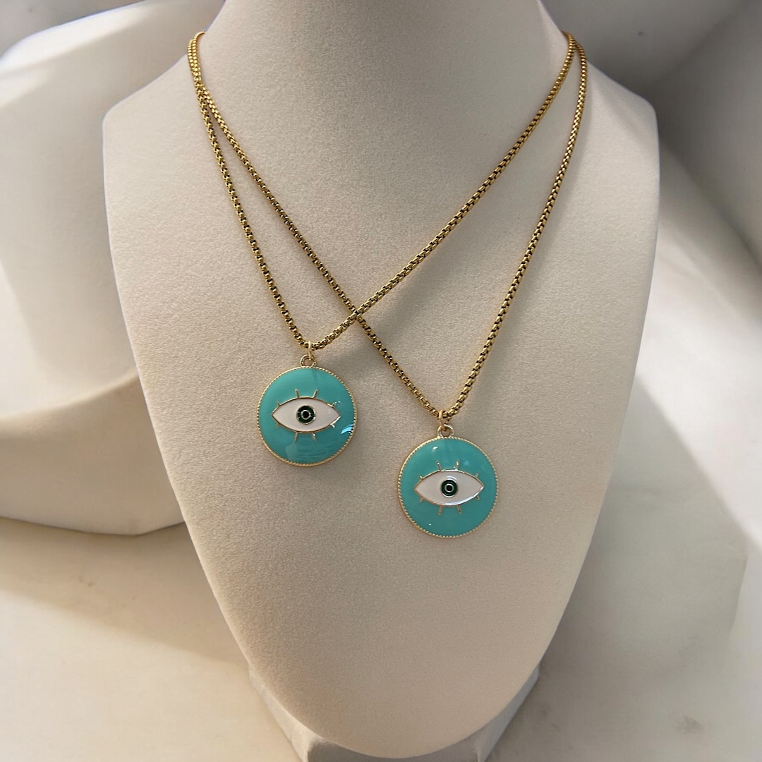 Mint Green Evil Eye Necklace