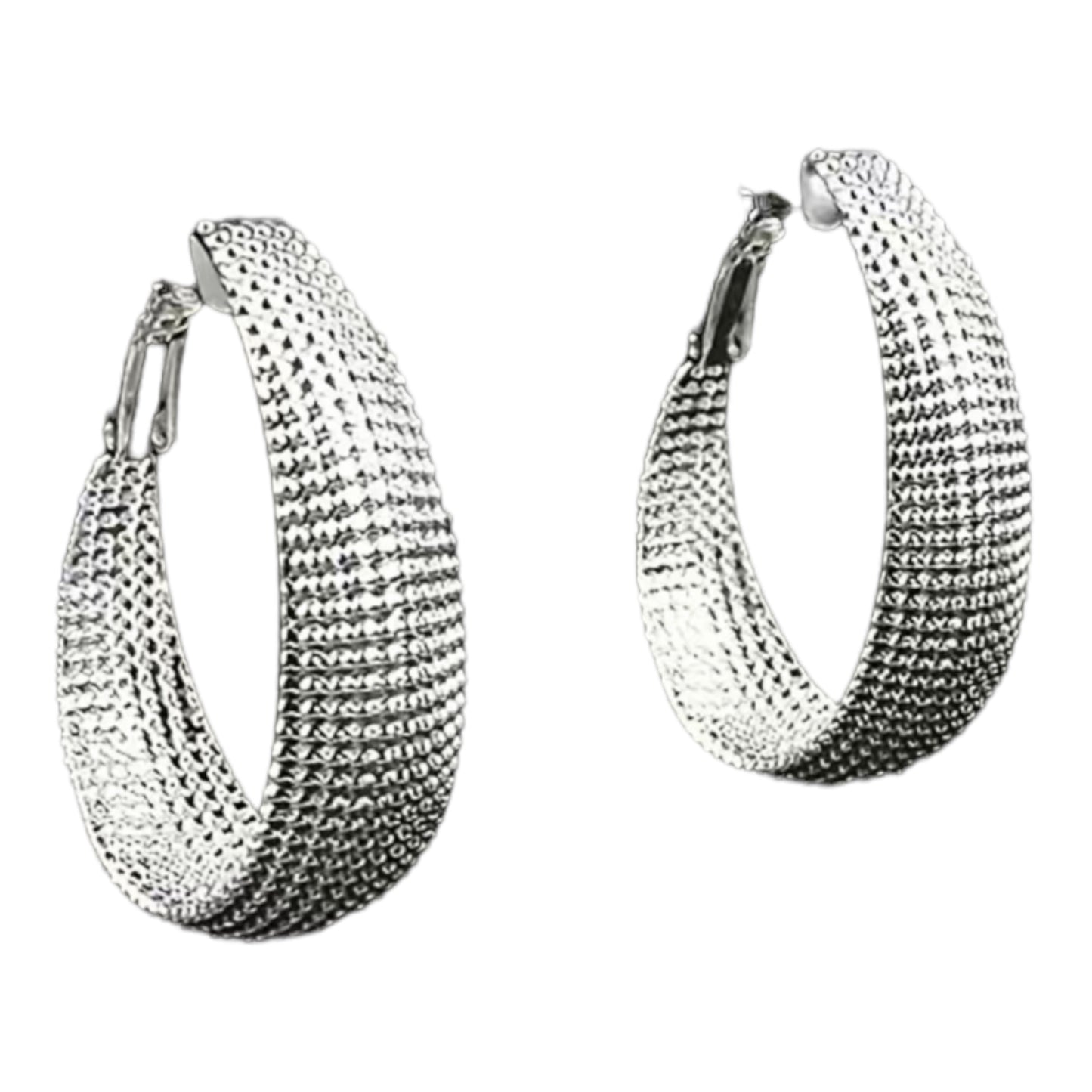 Mesh Style Hoops, Sterling Silver