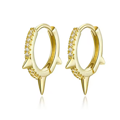 Triple Spiked Pave Hoops (925)