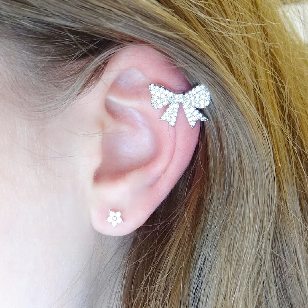 Diamond Bow Ear Cuff
