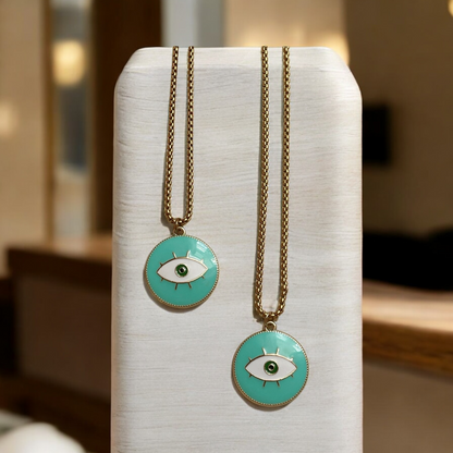 Mint Green  Evil Eye Necklace