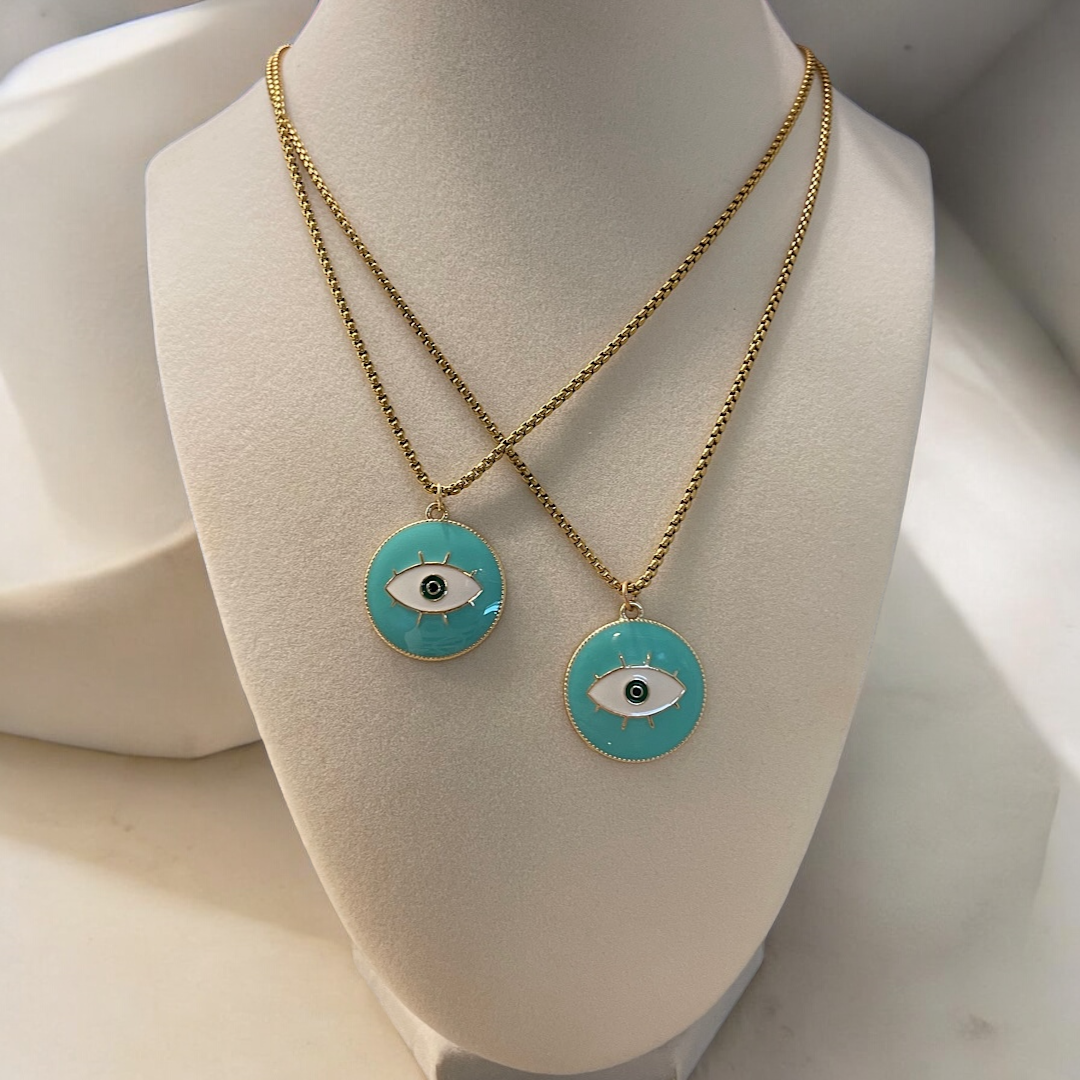 Mint Green  Evil Eye Necklace