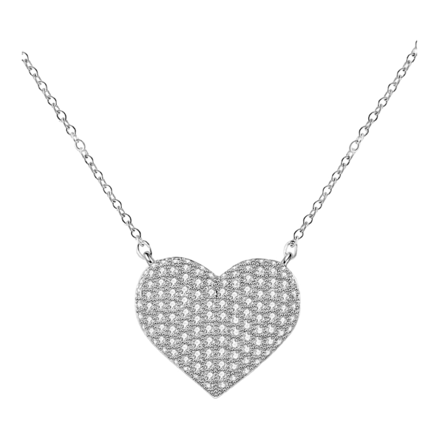 Pave’ heart necklace, sterling silver 