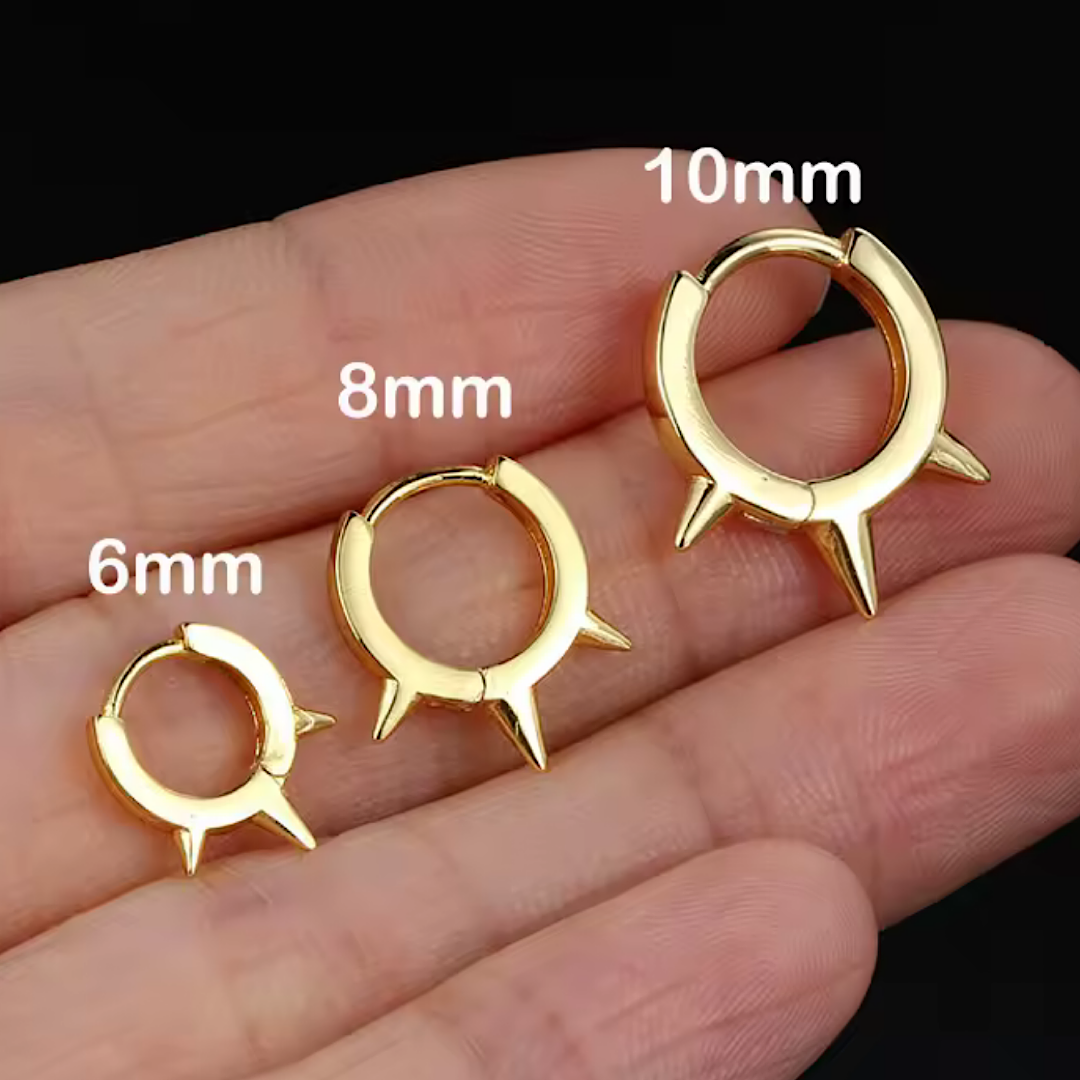 Triple Spiked Pave Hoops (925)