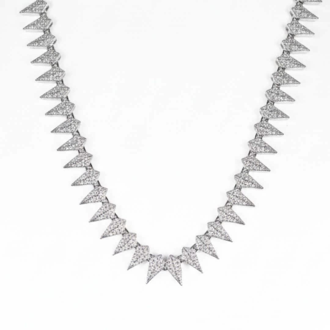 Spiked Out Pave Tennis Necklace