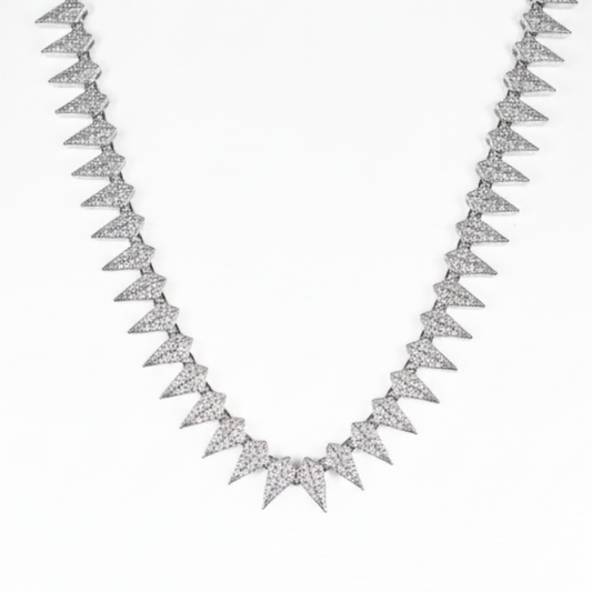 Spiked Out Pave Tennis Necklace
