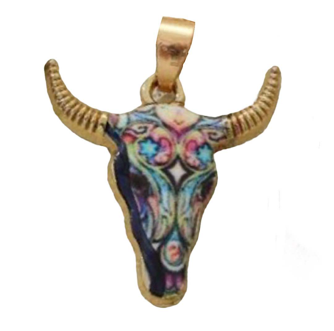 Tie Dye Bull Necklace