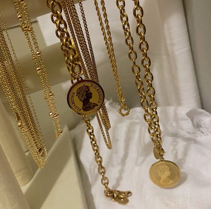 Vintage Gold Coin Necklace